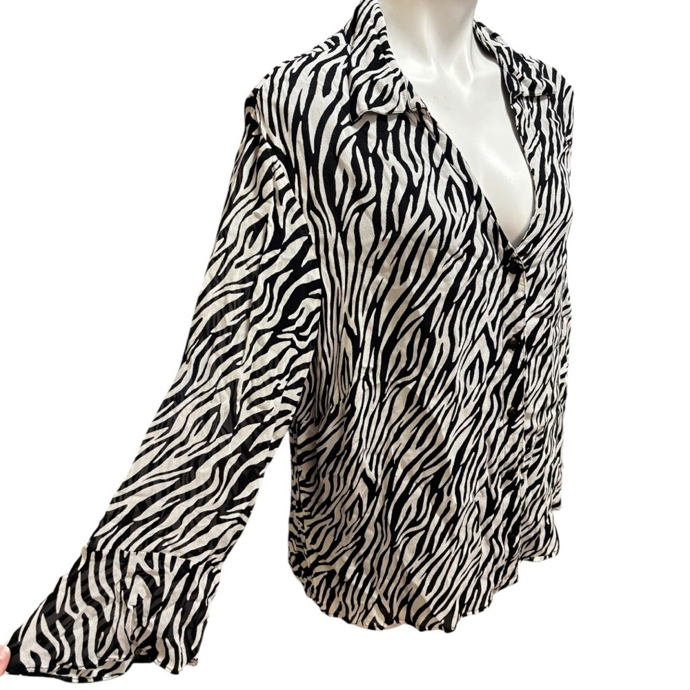 Style & Co. Vintage Black and White Zebra Print Blouse